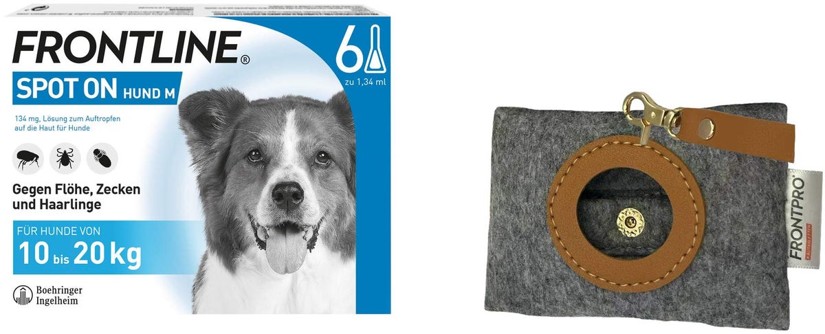 Frontline Spot On Hund M 10-20 kg 6 Pipetten + gratis Frontline Hundekotbeutelspender