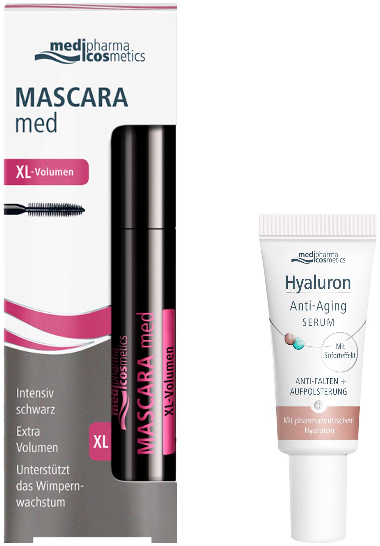 medipharma cosmetics Mascara Med XL-Volumen 6 ml + gratis Hyaluron Anti - Aging Serum 5 ml