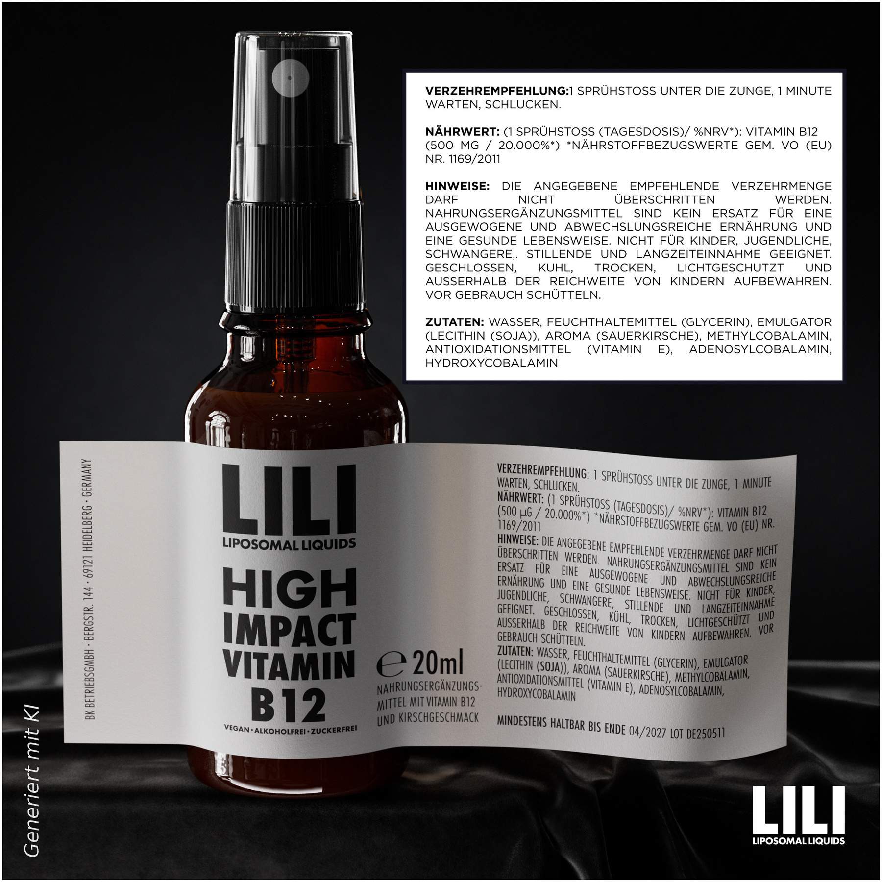 LILI Liposomal Liquids Vitamin B12 500 µg vegan liposomal 20 ml Spray