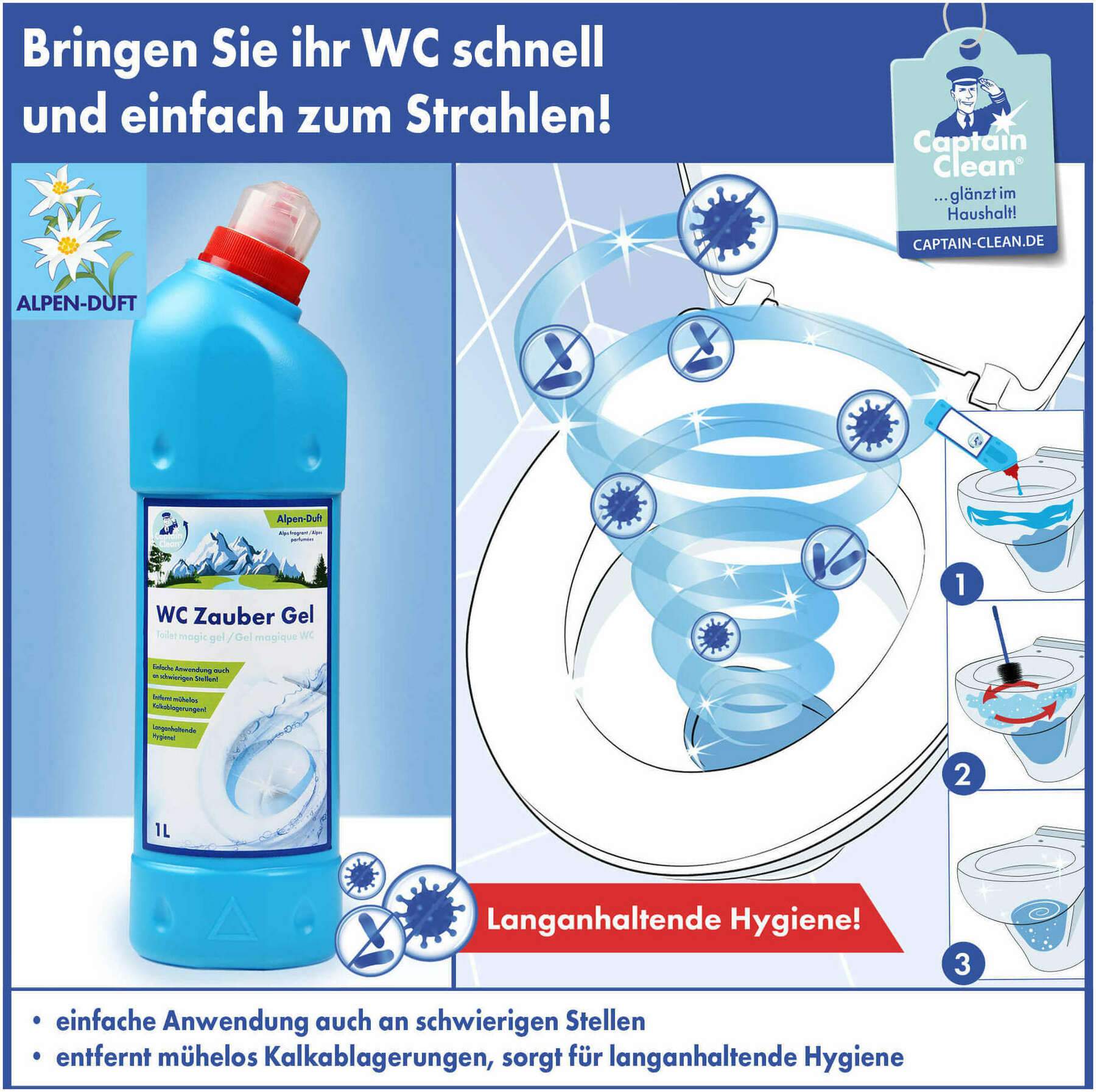Captain Clean WC Zauber Gel mit Alpenduft 750 ml