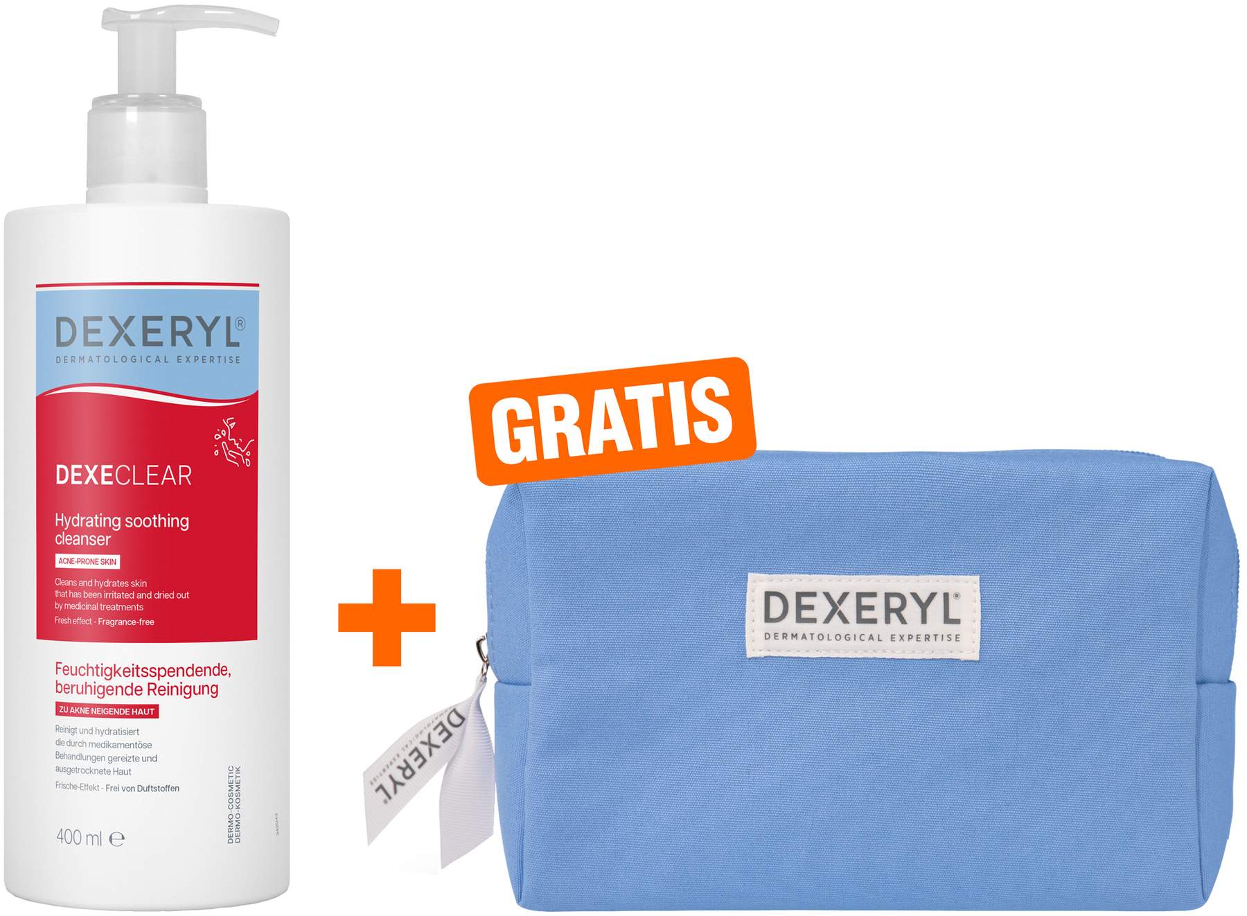 Dexeryl Dexeclear feuchtigkeitsspendende Reinigung 400 ml + gratis Kosmetiktasche 1 Stück