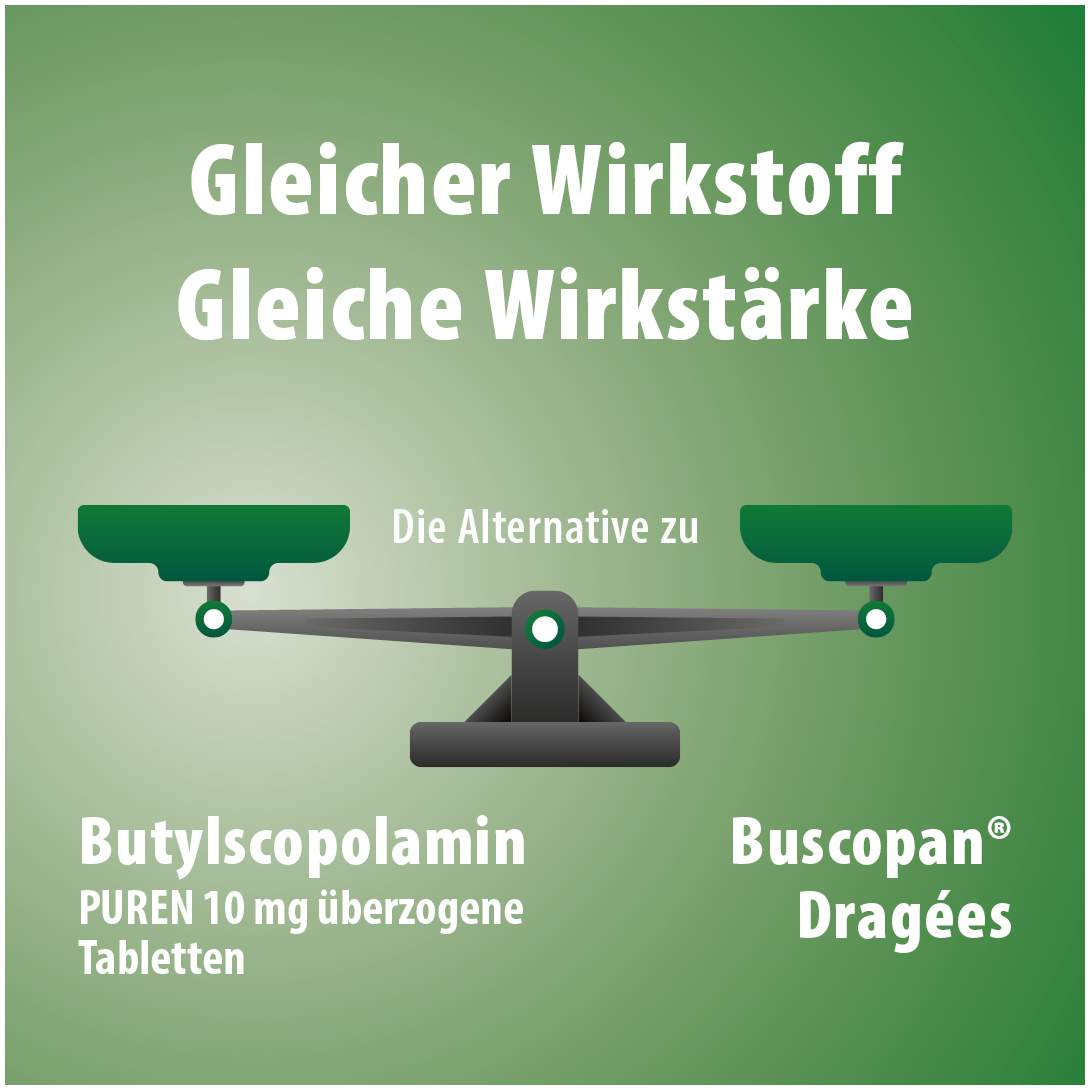 Butylscopolamin Puren 10 mg Überzogene Tabletten 50 Stück