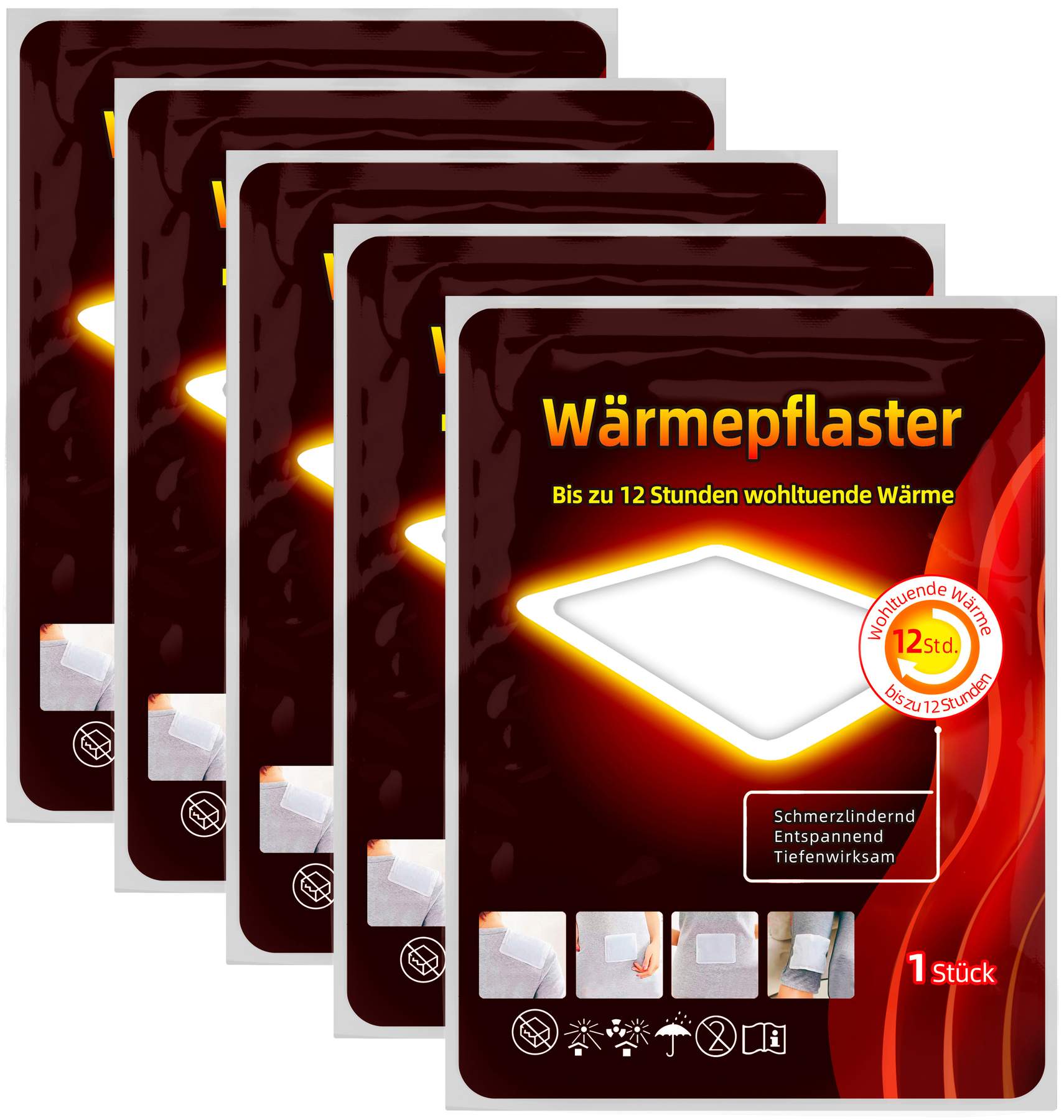 Wärmepflaster mit 12h Wärme 5er Set, 13 x 10 cm