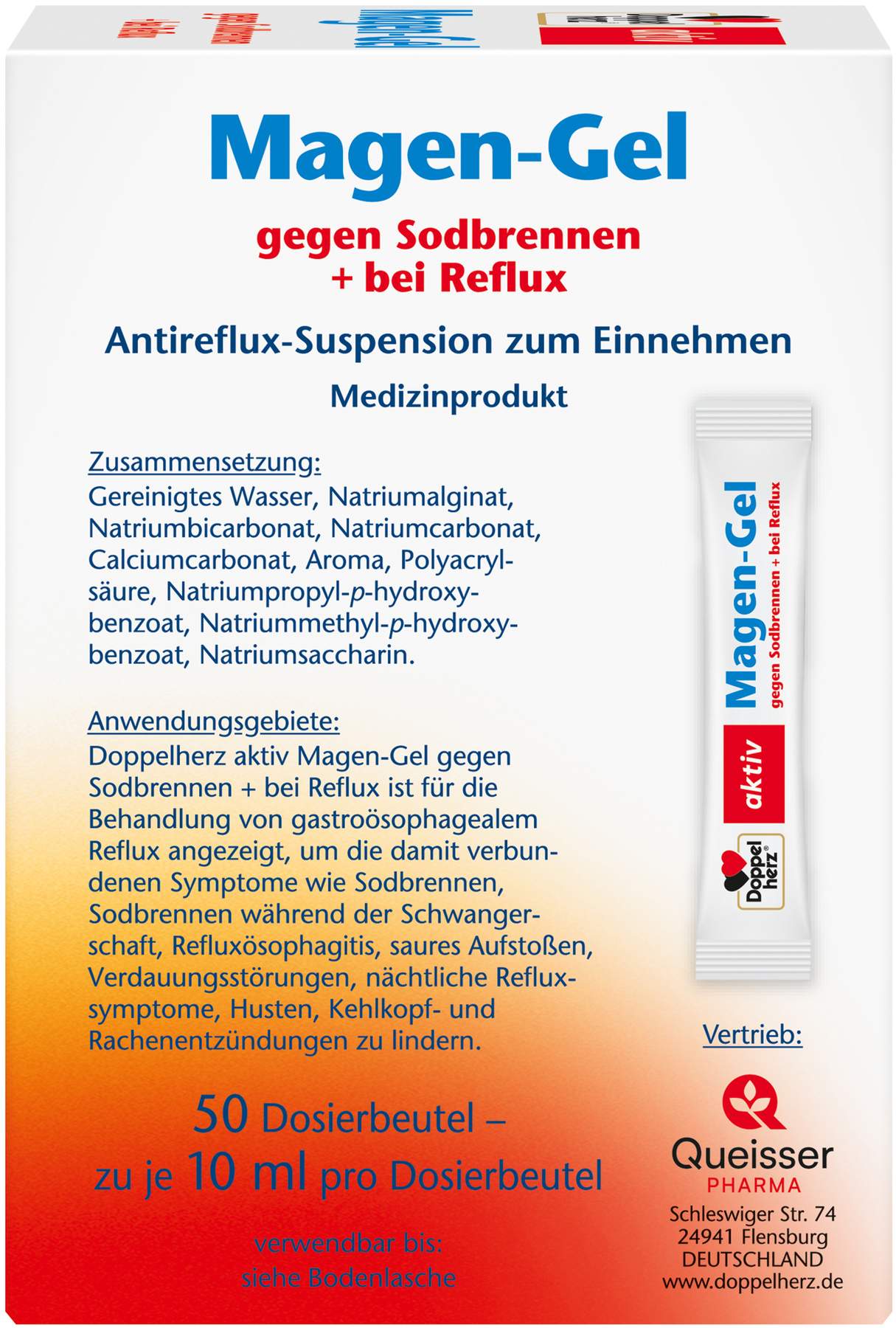 Doppelherz aktiv Magen-Gel gegen Sodbrennen + bei Reflux 50 Dosierbeutel