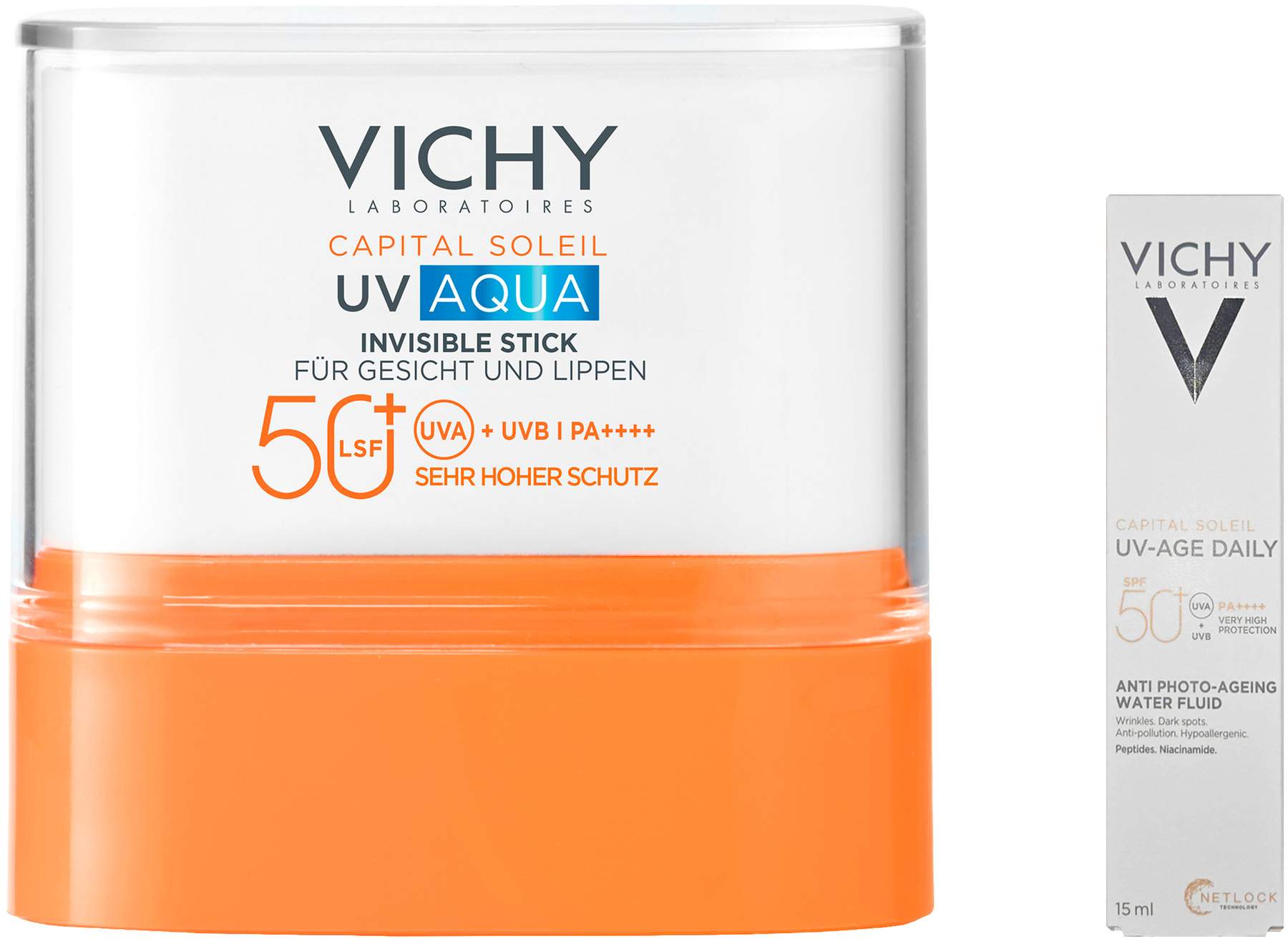 Vichy Capital Soleil UV-Aqua Stick LSF 50+ 9 g + gratis Vichy Capital Soleil UV-Age Daily LSF50+ 15 ml