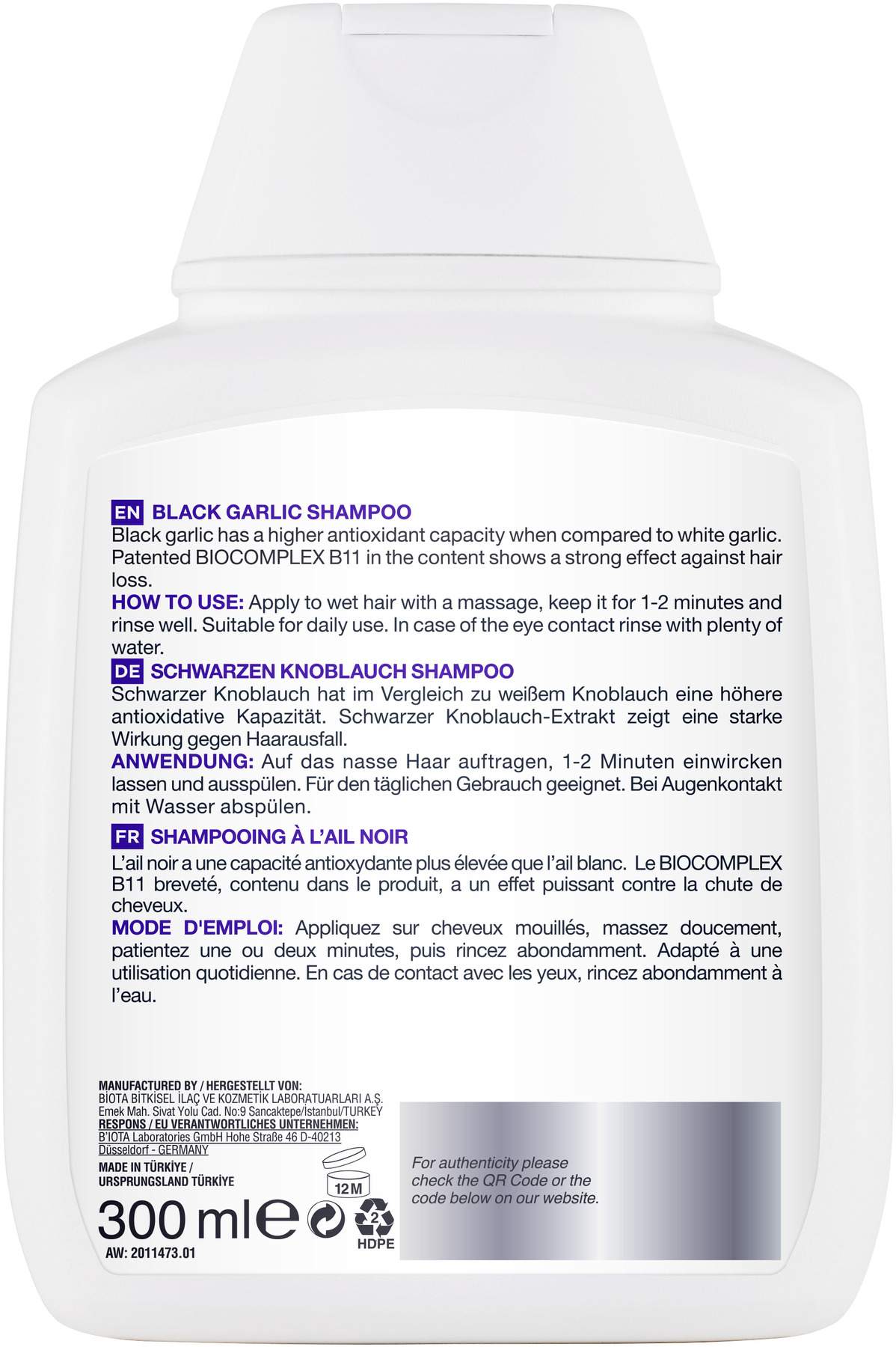 Bioxcin Schwarzer Knoblauch Shampoo 300 ml