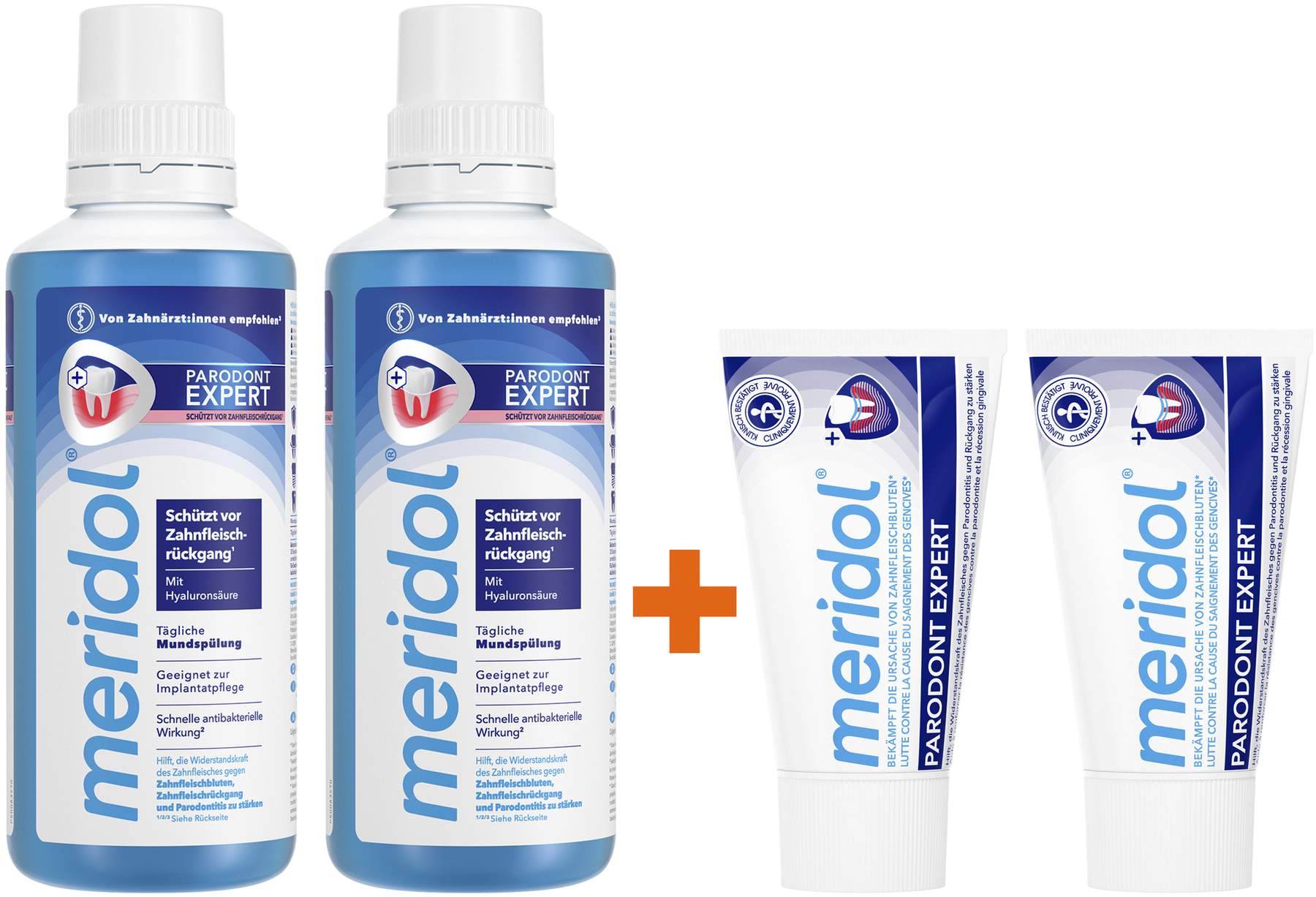 Meridol Parodont-Expert Mundspülung 2 x 400 ml + gratis Meridol Paradont Expert 2 x 20 ml
