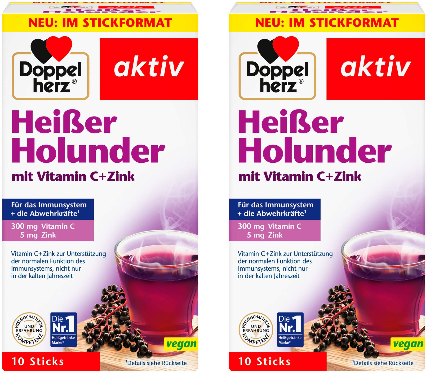 Doppelherz aktiv Heisser Holunder mit Vitamin C und Zink Granulat 2 x 10 Beutel
