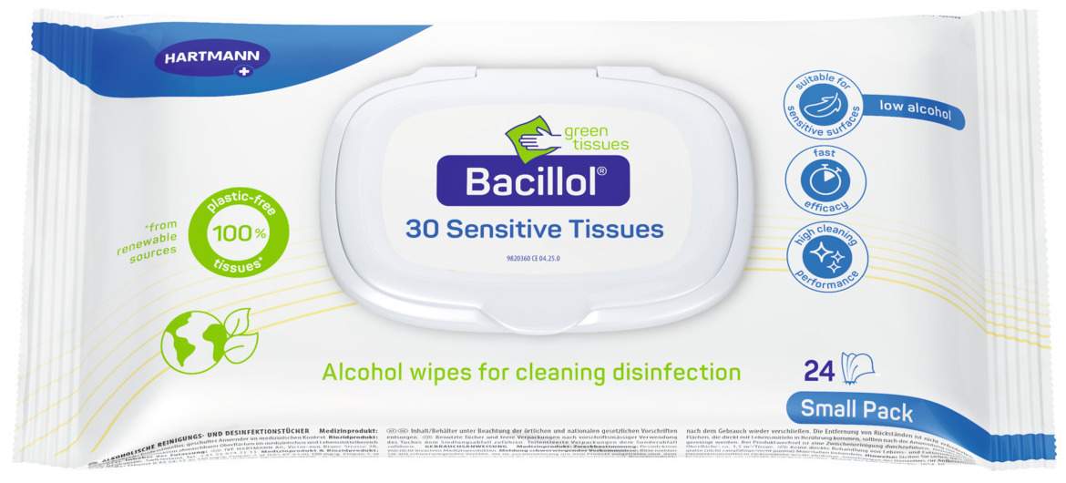 Bacillol 30 Sensitive Green Tissues 17 x 20cm Small-Pack 24 Tücher
