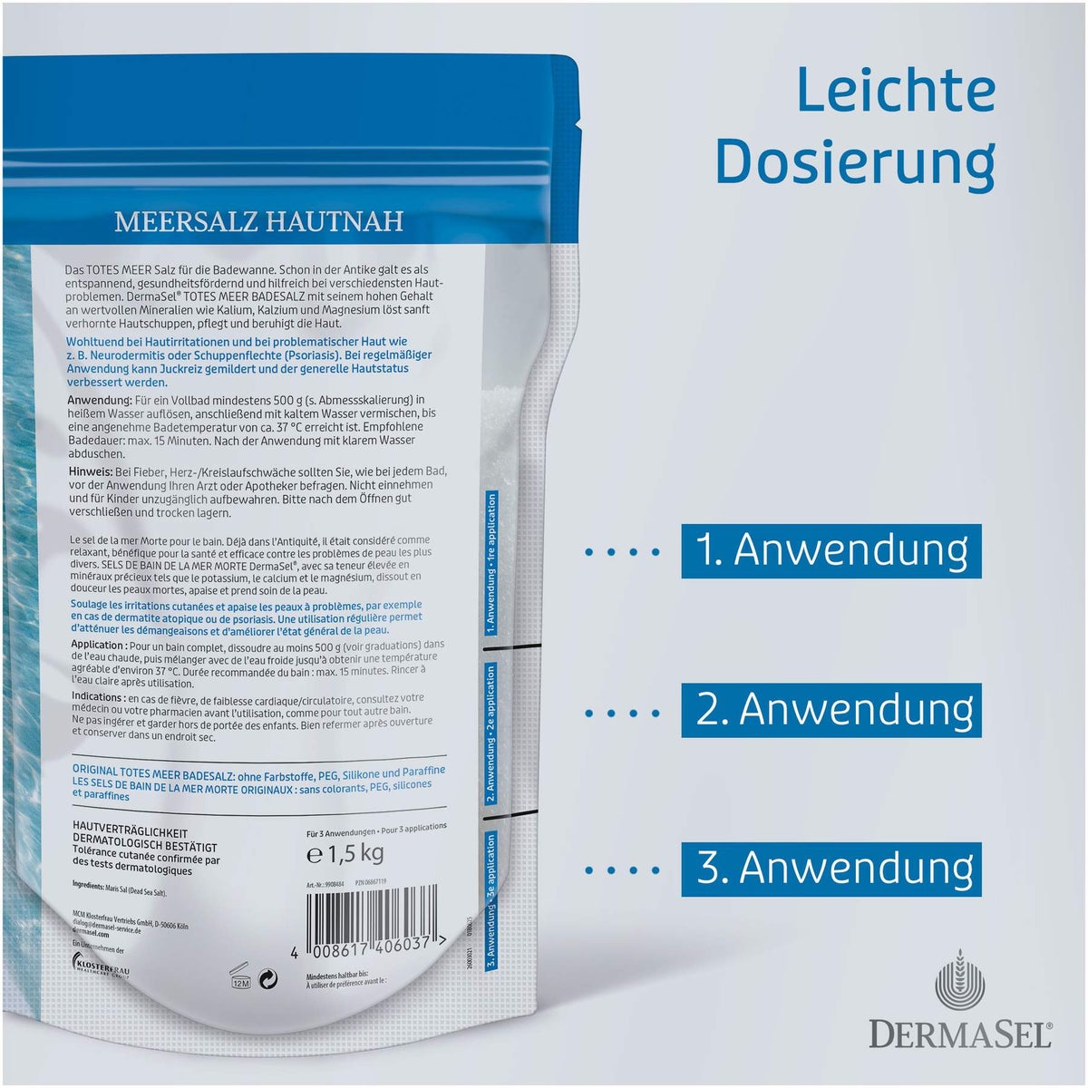 Dermasel Totes Meer Badesalz Pur 1500 g