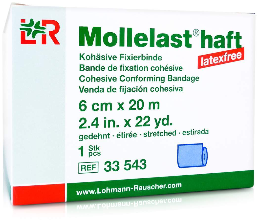 MOLLELAST haft Binden latexfrei 6 cmx20 m blau