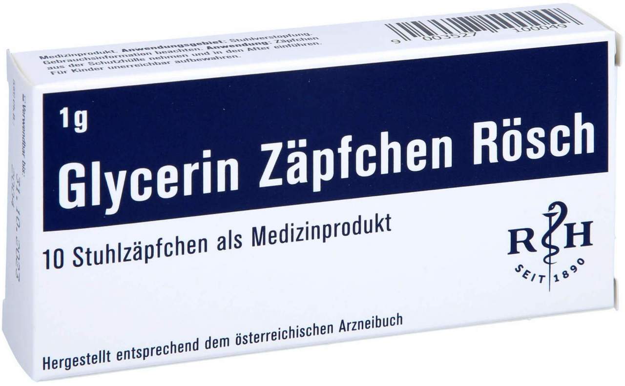 Glycerin Zäpfchen Rösch 1 G Gegen Verstopfung 10 Stück - Bei Verstopfung