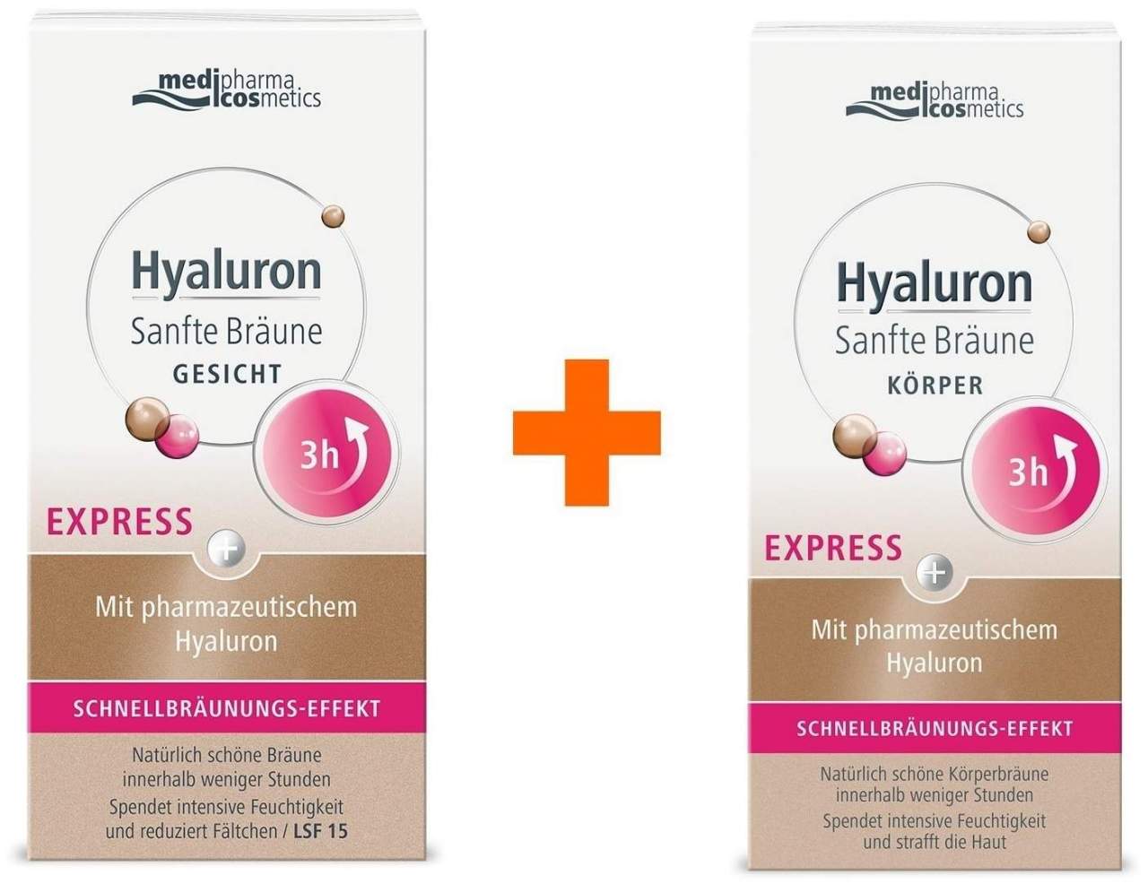 medipharma cosmetics Hyaluron Sanfte Bräune Express Gesichtspflege 30 ml Creme + Express Körperpflege