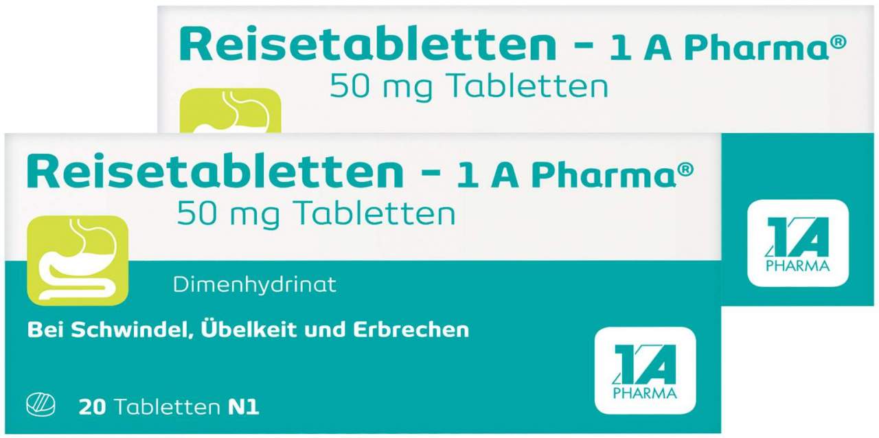Reisetabletten 1A Pharma 2 x 20 Tabletten - Zur Vorbeugung und Behandlung von Reisekrankheit