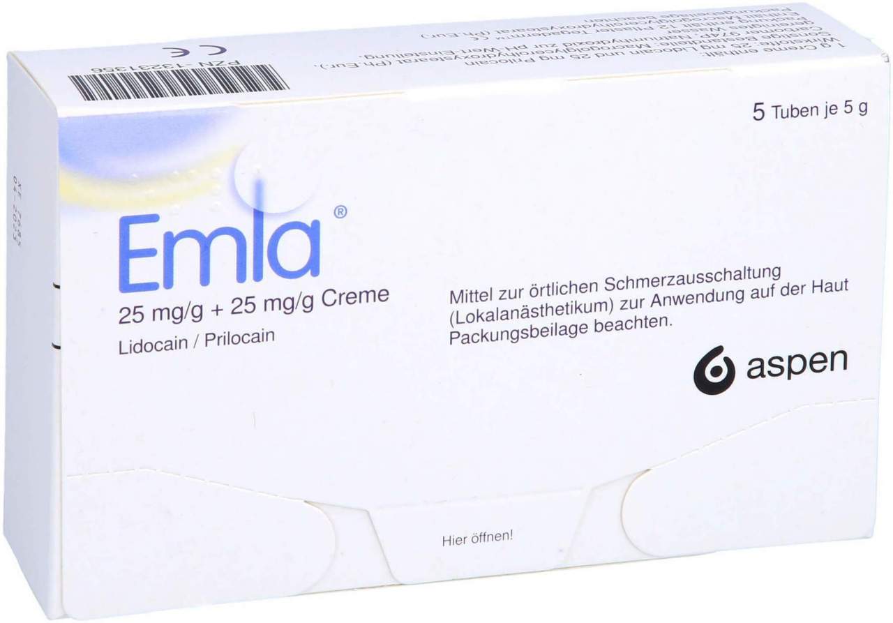 Emla 25 mg/g + 25 mg/g Creme 25 g mit 12 Tegaderm Pflastern