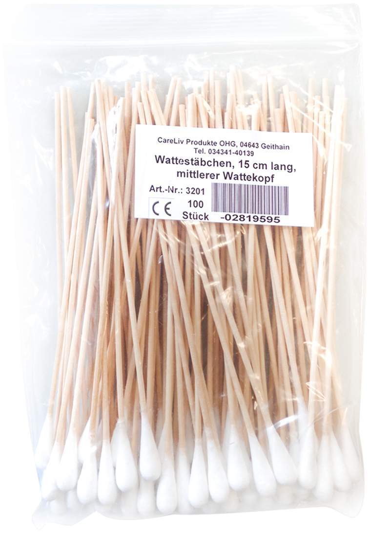Wattestäbchen Mit Wattekopf 15 cm Mittel 100 Stück - Wattestäbchen