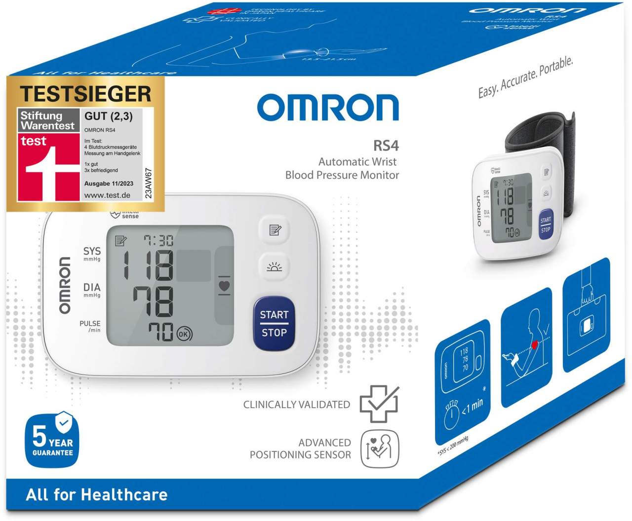 Omron RS4 HEM-6181-E Handgelenk Blutdruckmessgerät 1 Stück - Zur Blutdruckmessung
