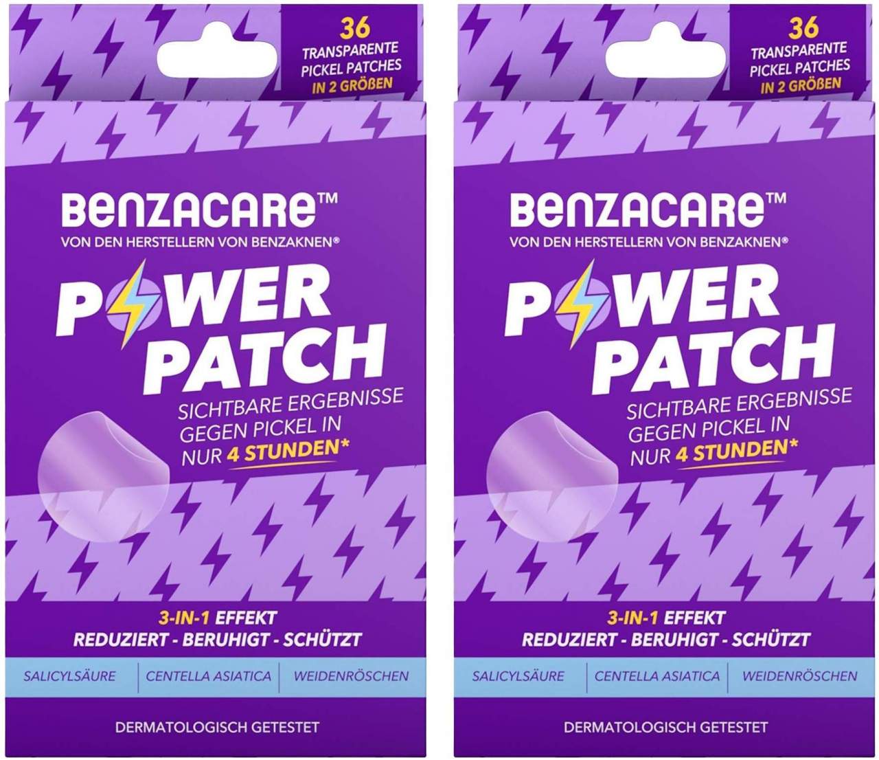 Benzacare Power Patch gegen Pickel 2 x 36 Pflaster - Die SOS-Hilfe bei Pickeln