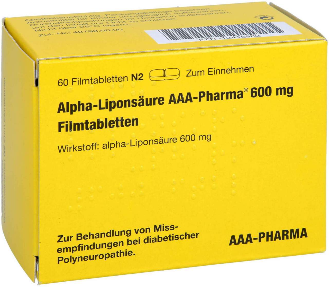 Alpha Liponsäure Aaa- Pharma 600 mg Filmtablett - Bei diabetischen Nervenschädigungen