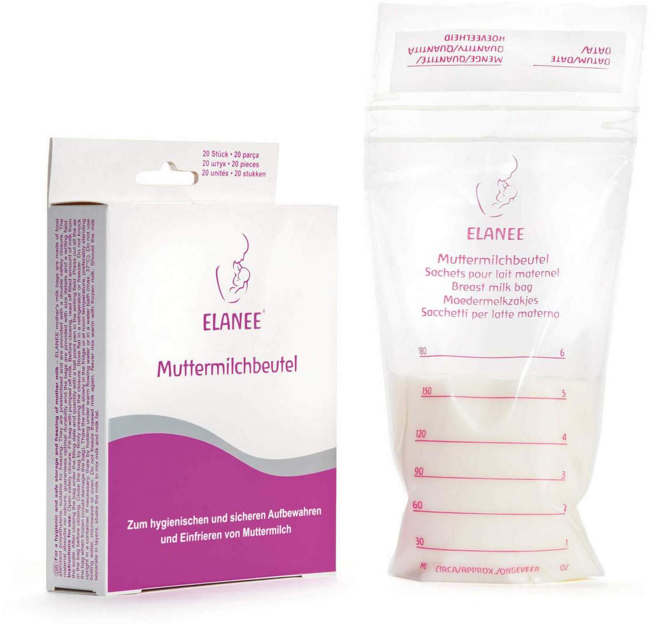 Elanee Muttermilchbeutel 180 ml 20 Stk - Muttermilchbeutel