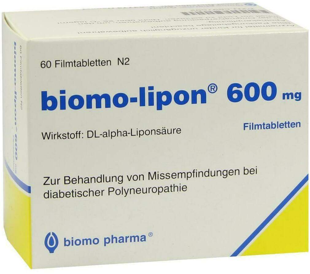 Biomo Lipon 600 60 Filmtabletten - Bei diabetischen Nervenschädigungen ( Polyneuropathie)