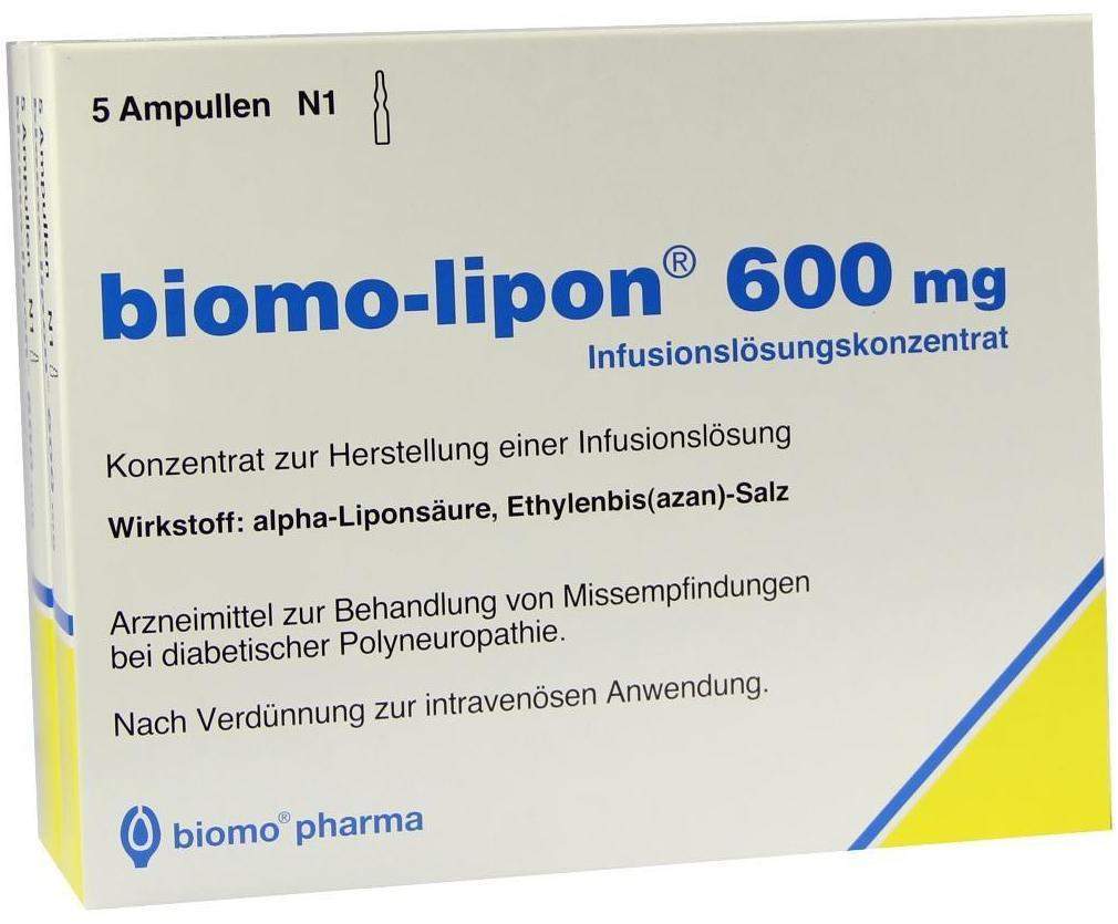 Biomo Lipon 600 mg 10 Ampullen - Bei diabetischen Nervenschädigungen ( Polyneuropathie)