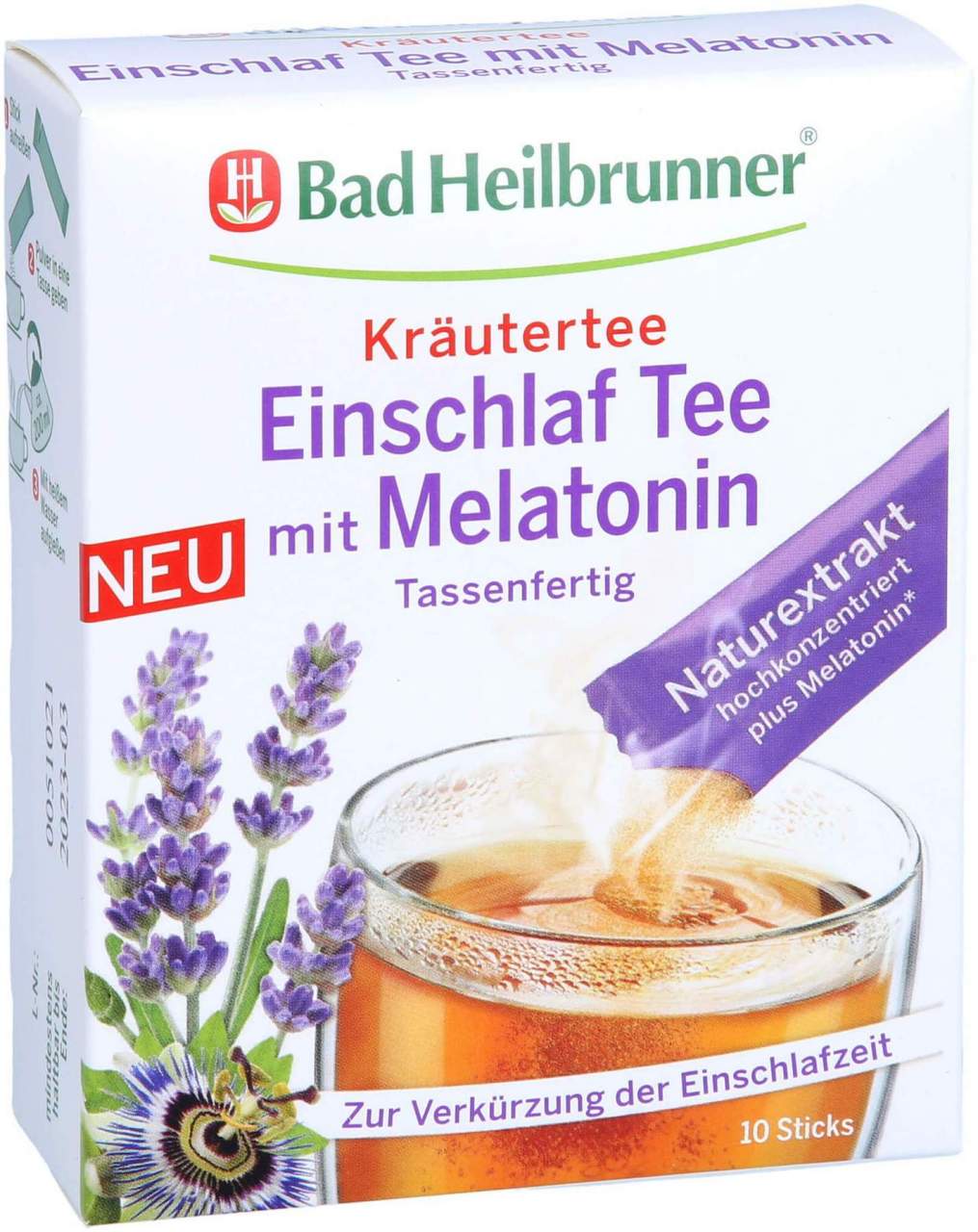 Bad Heilbrunner® Einschlaf Tee mit Melatonin, 10 Sticks