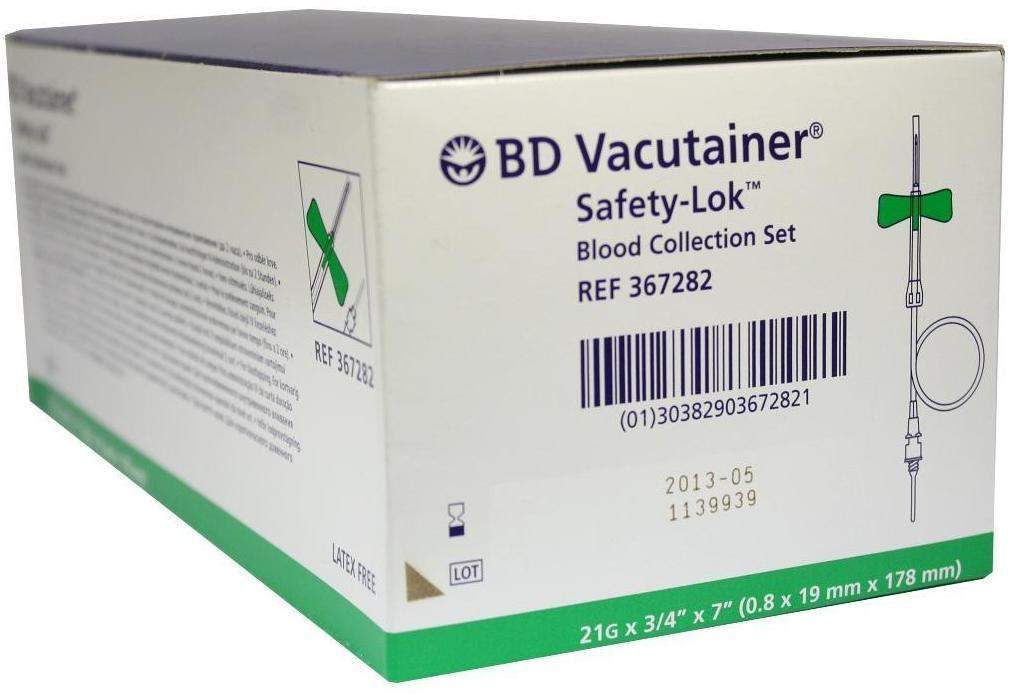 Bd Vacutainer Safety Lok 21 G 18 cm Blutentnahme Set 50 Kanüle - Applikationshilfe