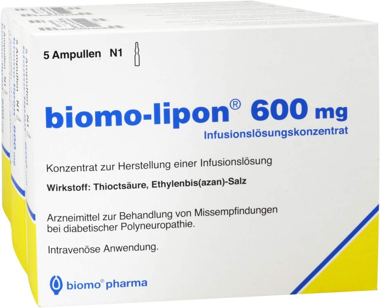 Biomo Lipon 600 mg 20 Ampullen - Bei diabetischen Nervenschädigungen ( Polyneuropathie)