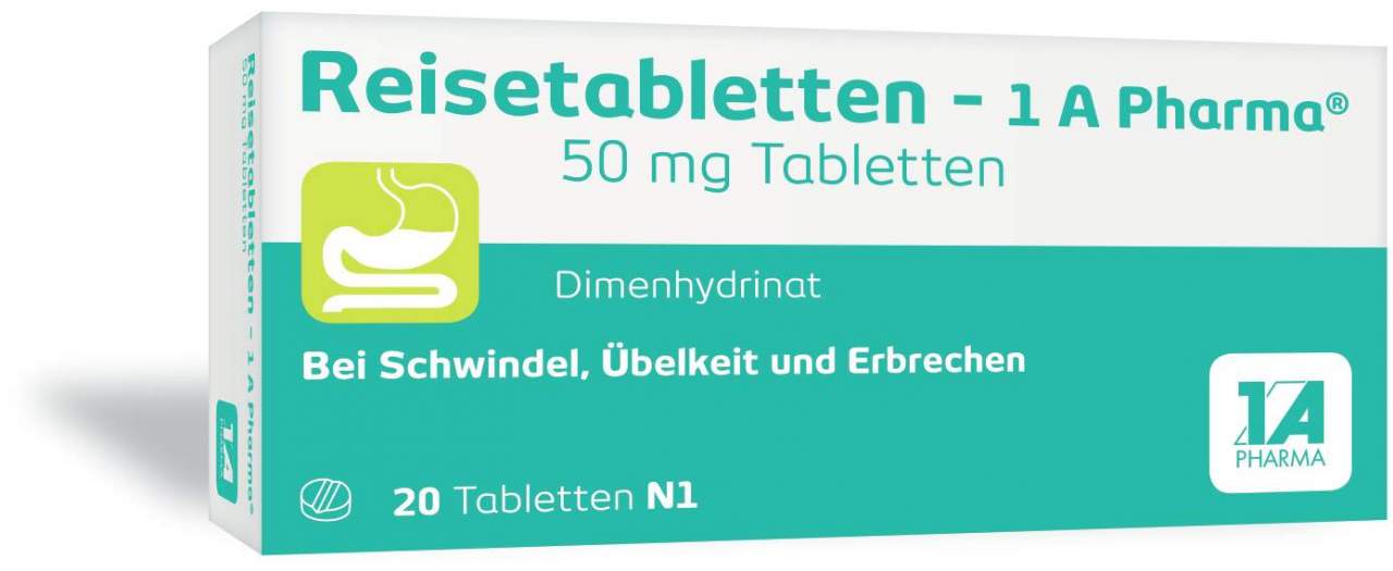 Reisetabletten 1A Pharma 20 Tabletten - Zur Vorbeugung und Behandlung von Reisekrankheit