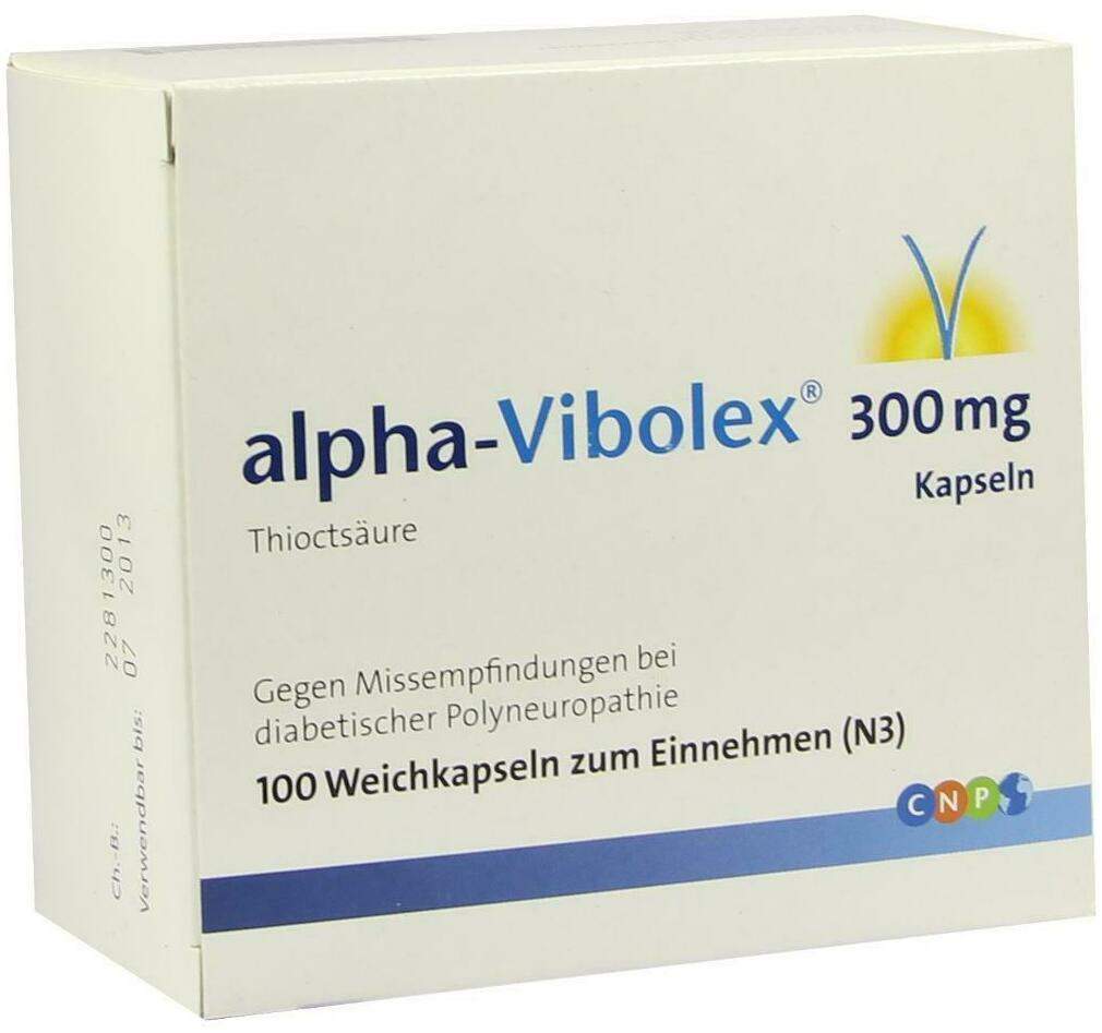 Alpha Vibolex 300 mg 100 Weichkapseln - Bei diabetischen Nervenschädigungen ( Polyneuropathie)