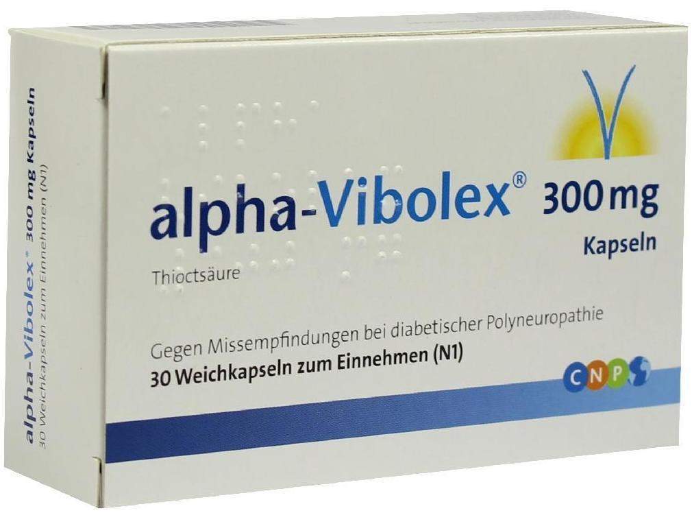 Alpha Vibolex 300 mg 30 Weichkapseln - Bei diabetischen Nervenschädigungen ( Polyneuropathie)