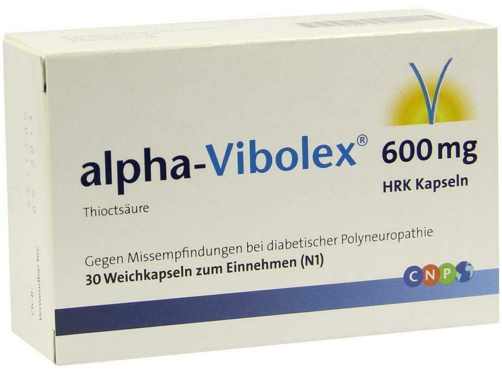 Alpha Vibolex 600 mg Hrk 30 Weichkapseln - Bei diabetischen Nervenschädigungen ( Polyneuropathie)