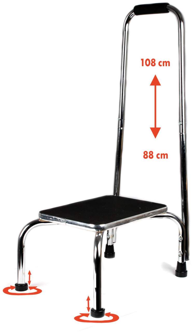 Vital Comfort Trittstufe mit höhenverstellbarem Haltegriff 88–108 cm